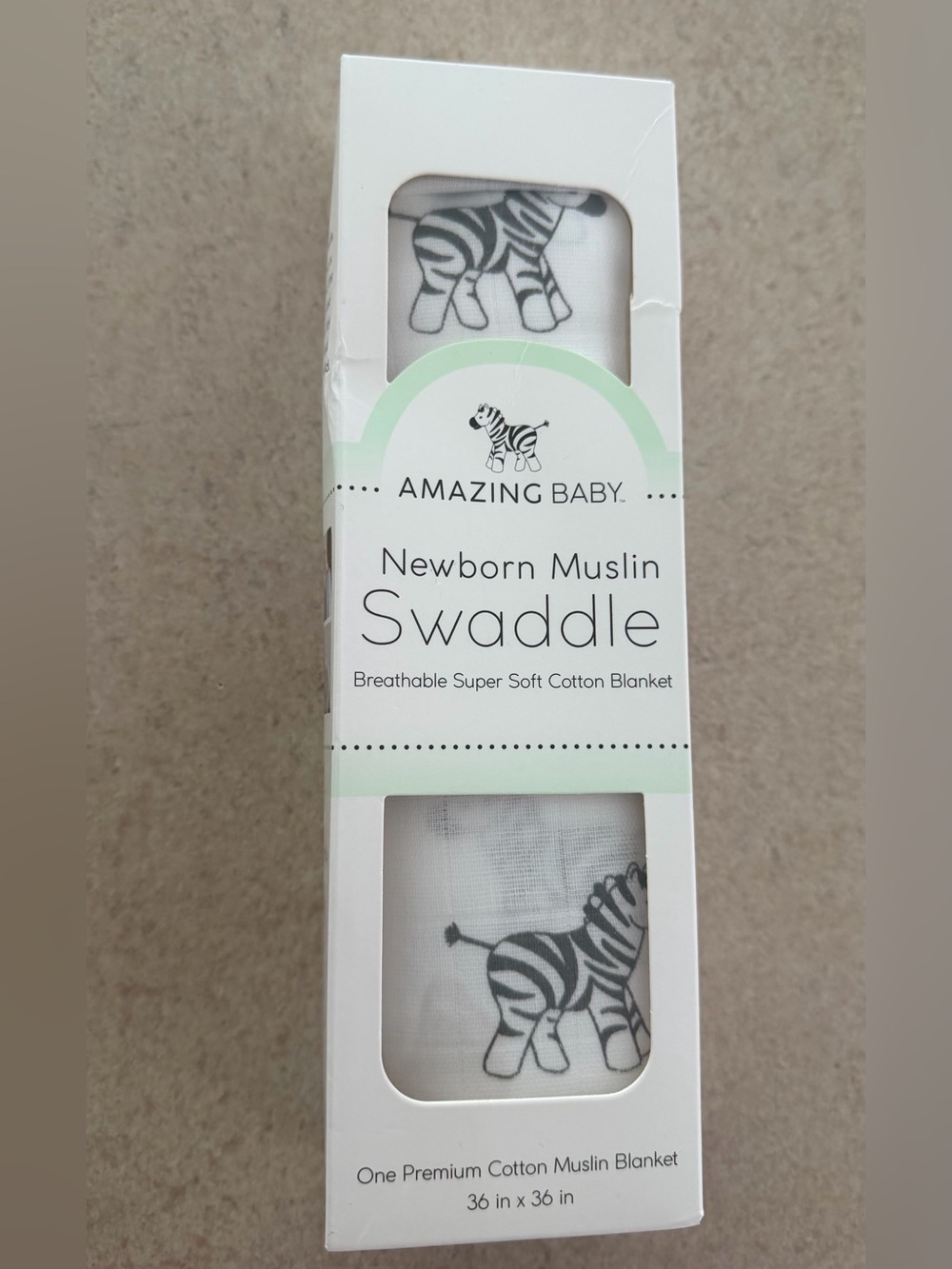 Amazing Baby Newborn Muslin Swaddle Blanket - White with Gray Zebra